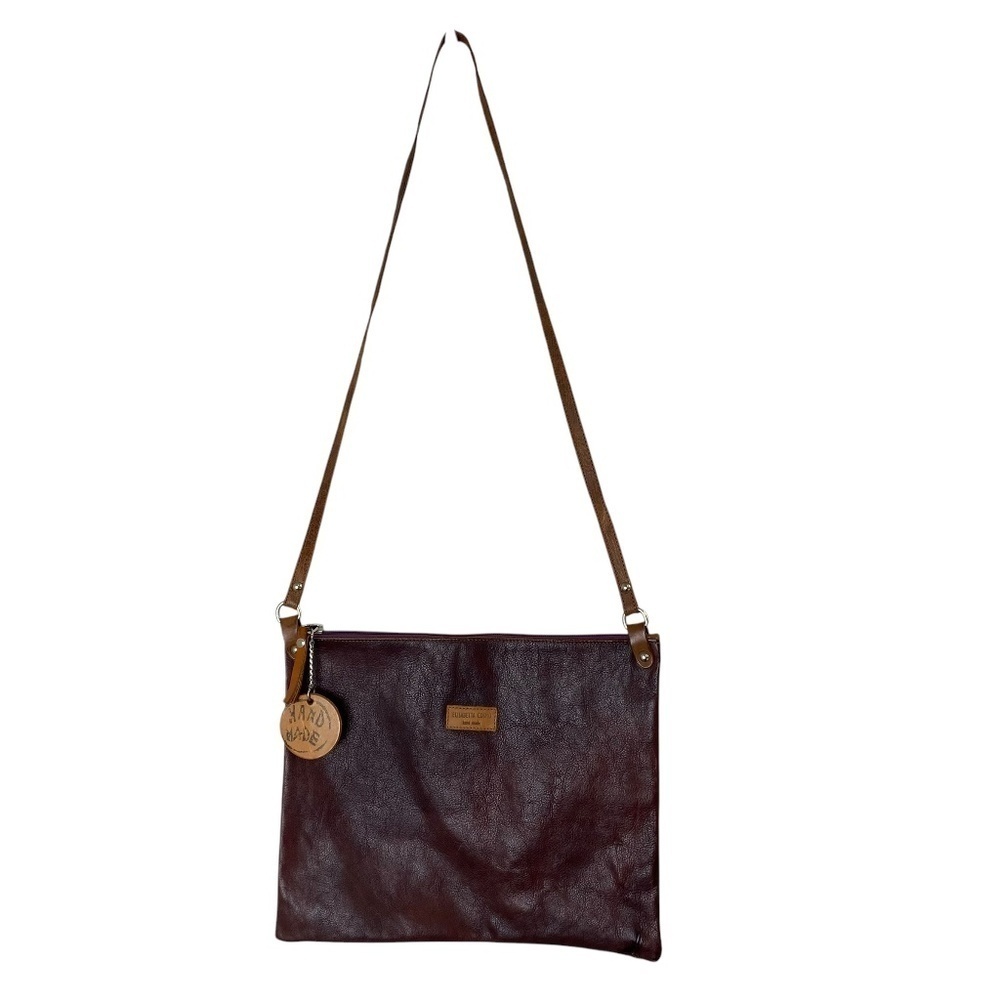 ELISABETTA COSMO Italian Leather Crossbody Pouch Hand made in Burgundy and Brown